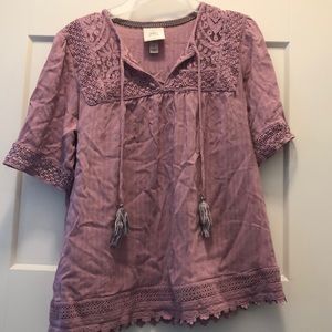 Lavender/Dusty Pink Lace Peasant Shirt